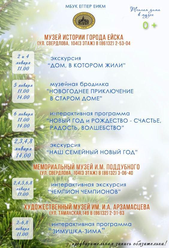 Афиша новогодних мероприятий музеев Ейска