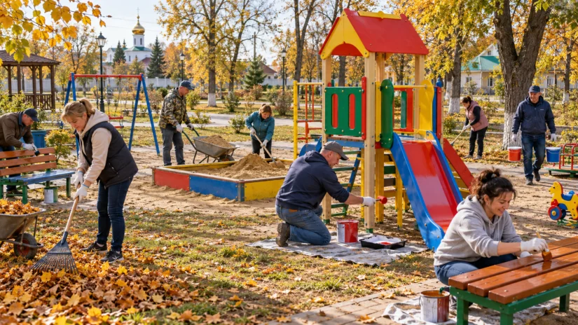 В станице Ясенской пройдет субботник на детской площадке